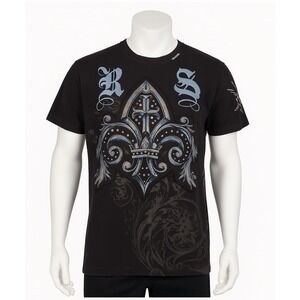 Rebel Spirit XXL Black Graphic T Shirt‎ Royalty Rhinestone Streetwear Graphics